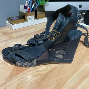 Coach Women's Navy Wedge Sandals